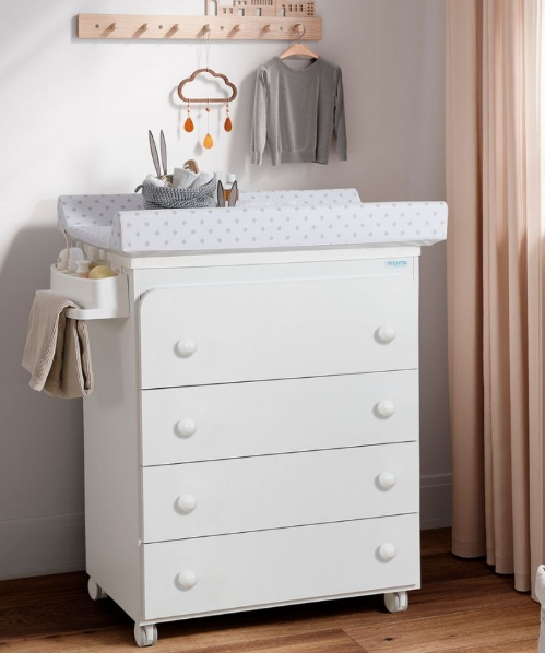 Bañera cambiador Micuna cajón redondo Estrellas Gris / Blanco