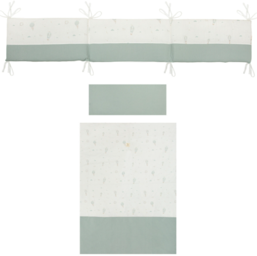 Funda nórdica cuna + Relleno + Protector + Funda almohada Blue Sky Verde 110X155
