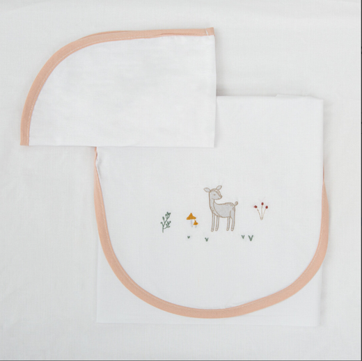 Juego sabanas algodon 100% 3 piezas Deer Rosa Coche (40x80) Chic