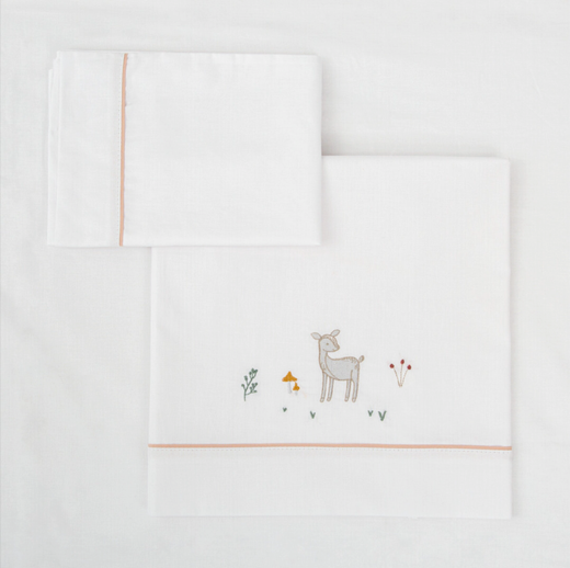 Juego sabanas algodon 100% 3 piezas Deer Rosa Cuna (60x120) Chic
