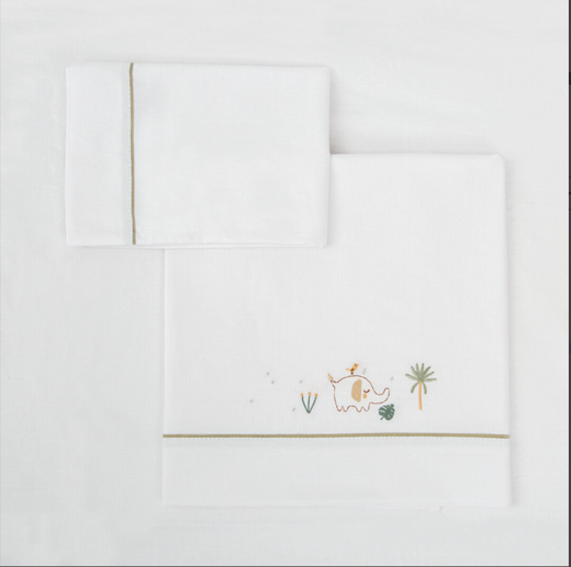 Juego sabanas algodon 100% 3 piezas Palm Verde Cuna (60x120) Chic