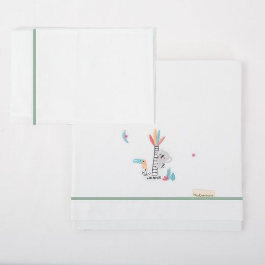 Juego sabanas algodon 100% 3 piezas Tucan Coche (40x80) 16 B|Verde