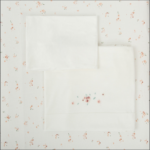 Juego sabanas punto jersey 3 piezas Monet Rosa Cuna (60x120)