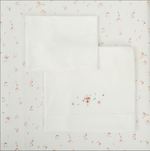 Juego sabanas punto jersey 3 piezas Monet Rosa Minicuna (50x80-90)