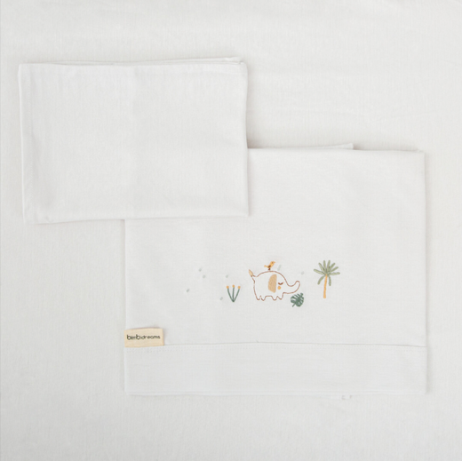 Juego sabanas punto jersey 3 piezas Palm Verde Minicuna (50x80-90) Chic