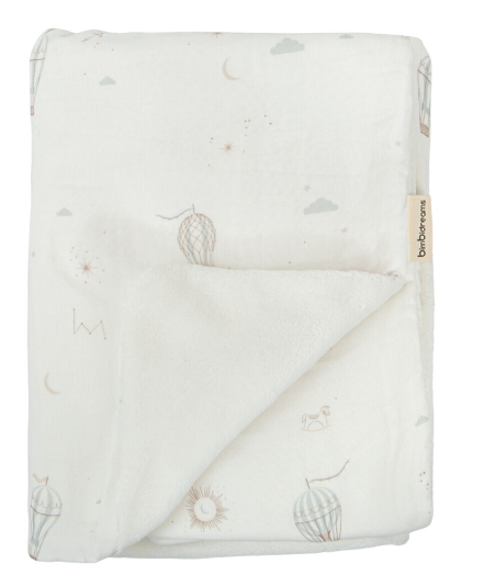Manta Microfibra Dots Blue Sky Verde 80X110
