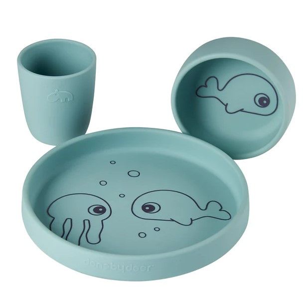Set vajilla silicona Sea Friends Done By Deer Azul